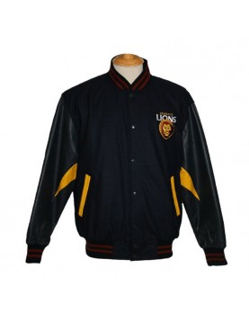 Brisbane Lions Embroidered Black Varsity Jacket Brisbane Lions Embroidered Black Varsity Jacket