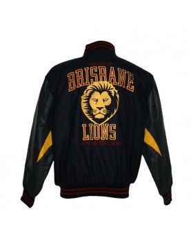 Brisbane Lions Embroidered Black Varsity Jacket Brisbane Lions Embroidered Black Varsity Jacket