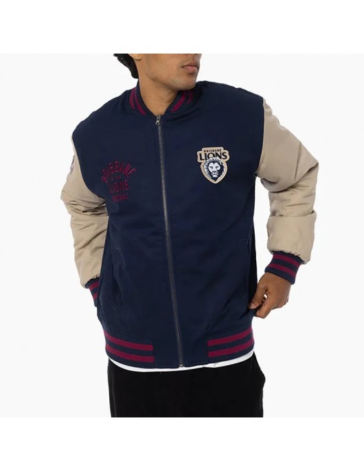 Brisbane Lions Lock Up Varsity Cotton Jacket Brisbane Lions Lock Up Varsity Cotton Jacket