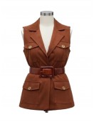 Brittany Snow The Beast In Me Nina Brown Vest Brittany Snow The Beast In Me Nina Brown Vest