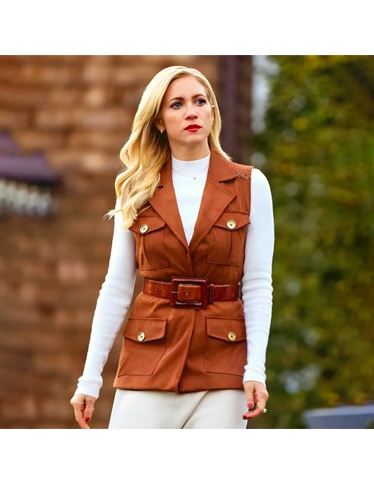 Brittany Snow The Beast In Me Nina Brown Vest Brittany Snow The Beast In Me Nina Brown Vest