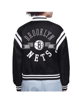 Brooklyn Nets Printed Logo Varsity Satin Jacket