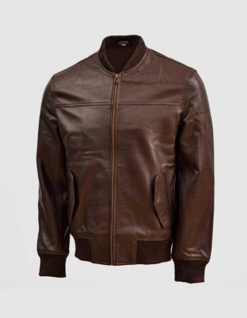 Brown Sheep Leather Bomber Jacket
