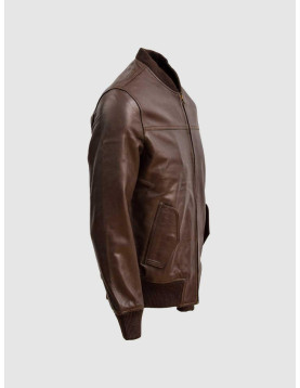 Brown Sheep Leather Bomber Jacket