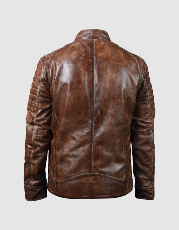 Brown Waxed Biker Leather Jacket Brown Waxed Biker Leather Jacket