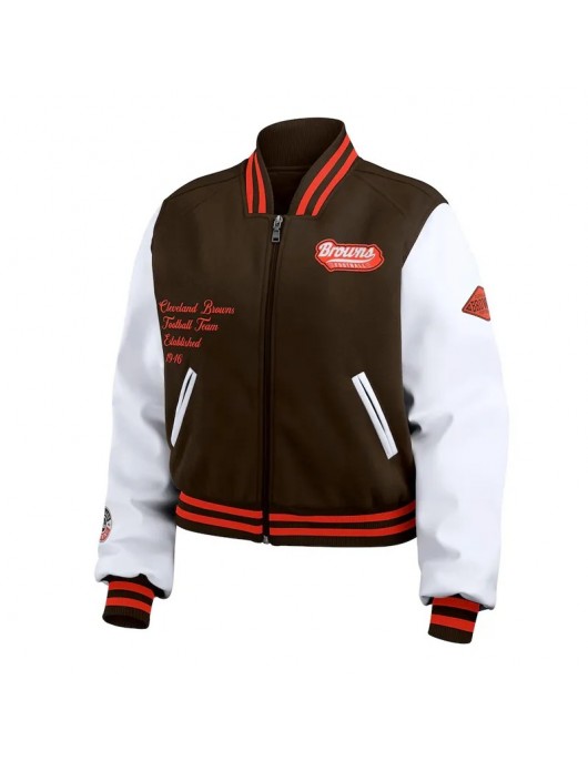 Brown/White Cleveland Browns Varsity Full-Zip Jacket Brown/White Cleveland Browns Varsity Full-Zip Jacket