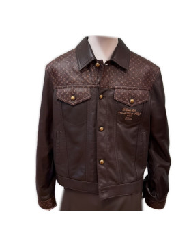 BTS' J-Hope X LV Brown Leather Jacket