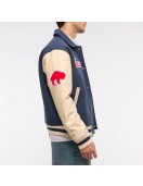 Buffalo Bills Blue and Eggshell Varsity Bomber Jacket