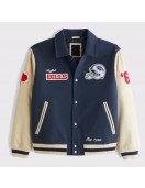 Buffalo Bills Blue and Eggshell Varsity Bomber Jacket