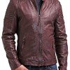 Mens Waxed Leather Cafe Racer Biker Jacket Copper Burgundy Mens Waxed Leather Cafe Racer Biker Jacket Copper Burgundy