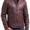 Mens Waxed Leather Cafe Racer Biker Jacket Copper Burgundy