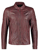 Mens Waxed Leather Cafe Racer Biker Jacket Copper Burgundy