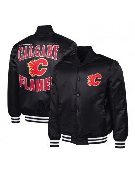Calgary Flames Adaptive Bold Logo Varsity Satin Jacket
