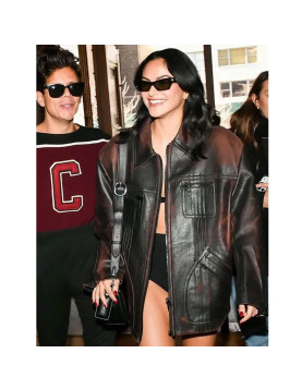 Camila Mendes New York Fashion Week Leather Jacket