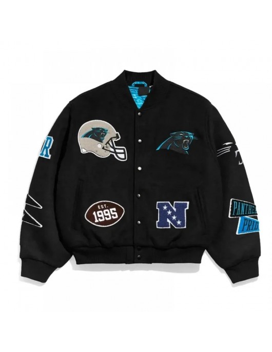 Carolina Panthers Black Varsity Wool Jacket – Pennant Edition Carolina Panthers Black Varsity Wool Jacket – Pennant Edition