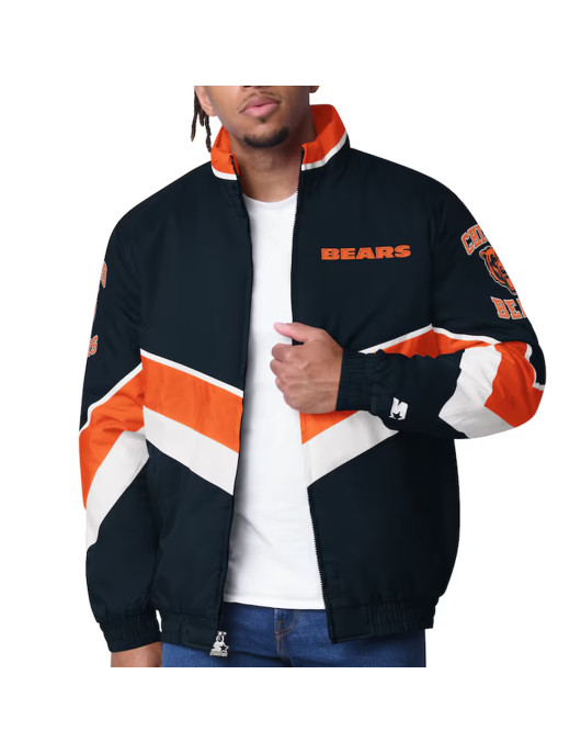 Chicago Bears Captain Navy Varsity Satin Jacket
