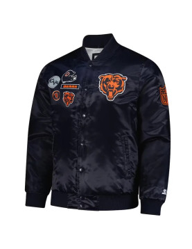 Chicago Bears Exclusive Navy Varsity Satin Jacket