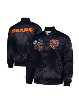 Chicago Bears Exclusive Navy Varsity Satin Jacket