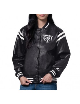 Chicago Bears High Heat Vegan Black Varsity Leather Jacket