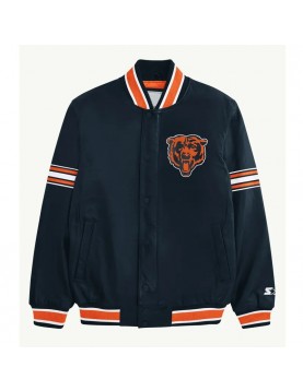 Chicago Bears Midfield Navy Satin Jacket