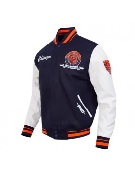 Chicago Bears Team Badge Classic Rib Varsity Jacket
