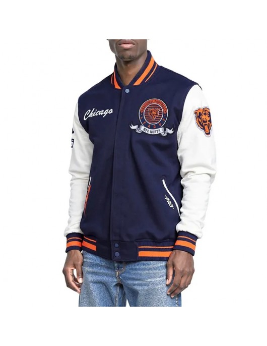 Chicago Bears Team Badge Classic Rib Varsity Jacket Chicago Bears Team Badge Classic Rib Varsity Jacket