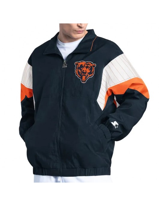 Chicago Bears Yard Line Navy Full-Zip Jacket