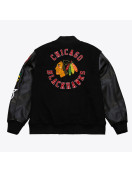 Chicago Blackhawks Black Out Team Logo Varsity Jacket