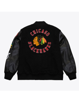 Chicago Blackhawks Black Out Team Logo Varsity Jacket