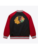Chicago Blackhawks Vintage Logo Double Clutch Black Satin Jacket
