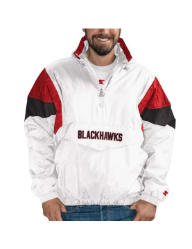 Chicago Blackhawks White Half-Zip Pullover Jacket
