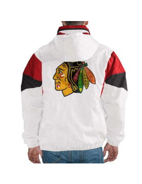Chicago Blackhawks White Half-Zip Pullover Jacket