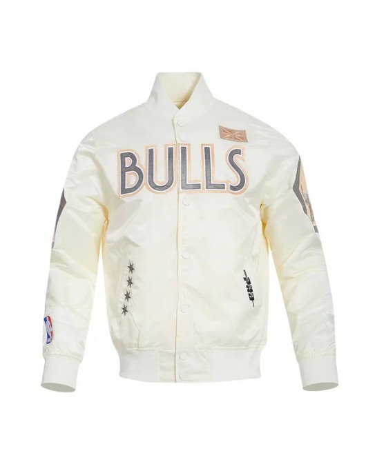 Chicago Bulls 2024/25 City Edition Chenille Cream Satin Jacket