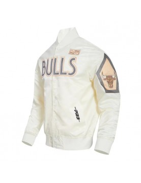Chicago Bulls 2024/25 City Edition Chenille Cream Satin Jacket