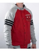 Chicago Bulls Fleece Red and Grey Varsity Jacket