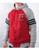 Chicago Bulls Fleece Red and Grey Varsity Jacket