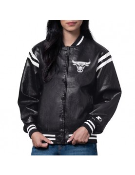 Chicago Bulls High Heat Vegan Black Varsity Leather Jacket