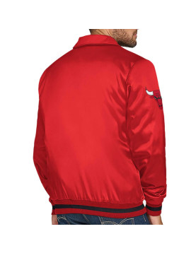 Chicago Bulls Stitch Applique Red Satin Jacket