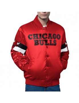 Chicago Bulls Triple Option Full-Snap Varsity Satin Jacket