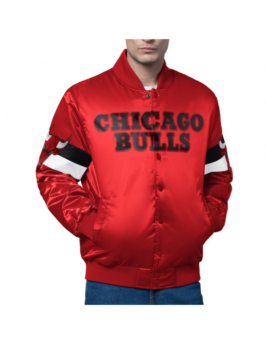 Chicago Bulls Triple Option Full-Snap Varsity Satin Jacket