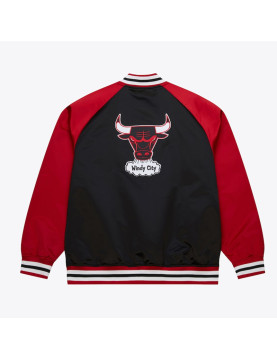 Chicago Bulls Vintage Logo Double Clutch Black Satin Jacket