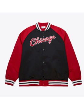 Chicago Bulls Vintage Logo Double Clutch Black Satin Jacket