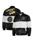 Chicago Cubs Black and White Satin Jacket