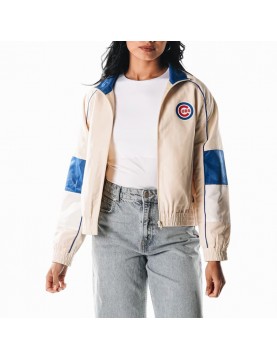 Chicago Cubs Cream Full-Zip Track Jacket