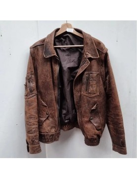 Christoph Waltz Old Guy Film Danny Dolinski Brown Leather Jacket