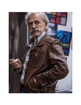 Christoph Waltz Old Guy Film Danny Dolinski Brown Leather Jacket