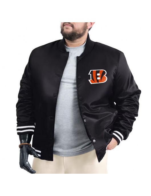 Cincinnati Bengals Adaptive Team Graphic Varsity Satin Jacket