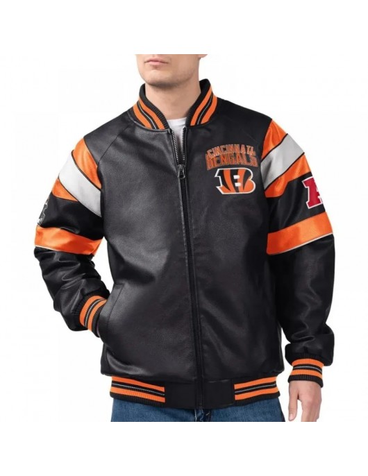Cincinnati Bengals G-III Faux Varsity Leather Jacket