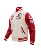 Cincinnati Reds Beige & Red Varsity Jacket