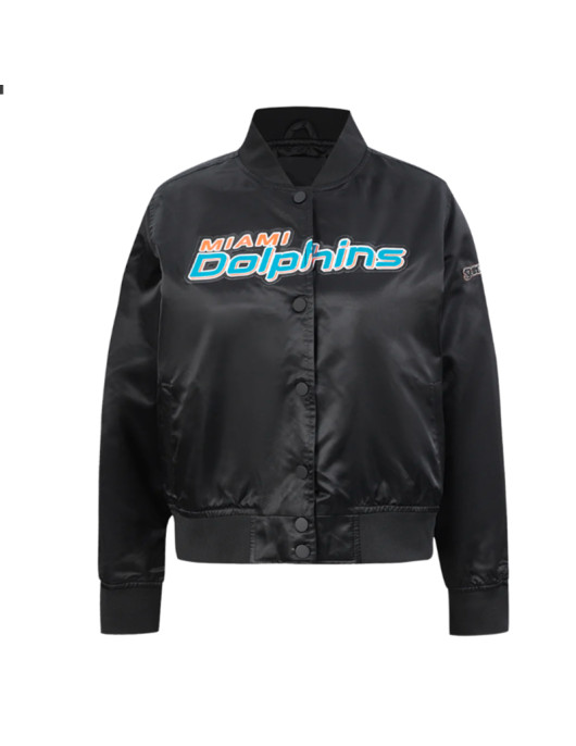 Classic Miami Dolphins Black Satin Jacket